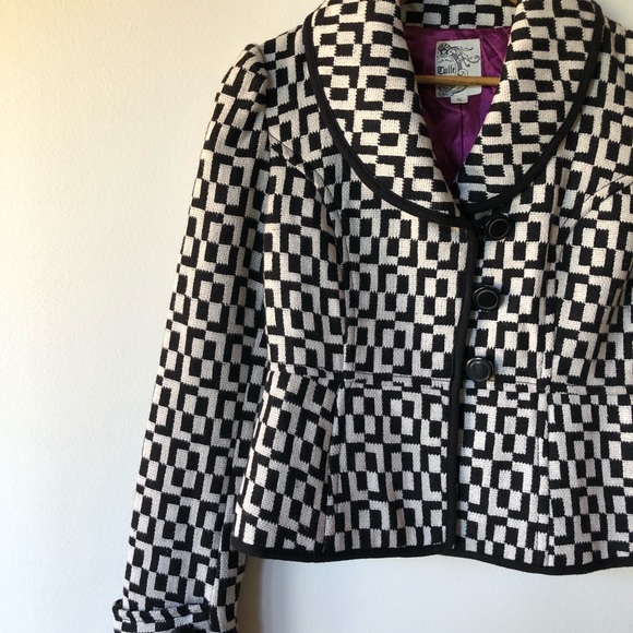 Tulle black and white retro inspired jacket Small - Picture 3 of 8